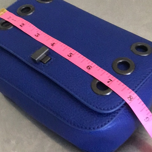 INC Blue& Black leather cross body. Smoky black rolled chain & details.NWT - Picture 8 of 11